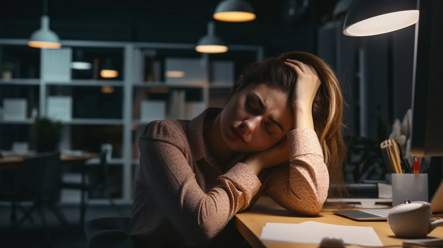 Cc4863 Photo Of A Woman Almost Falling Asleep In Her Office Day 449dfa5a C8ee 411d Be38 5ca76e24654a